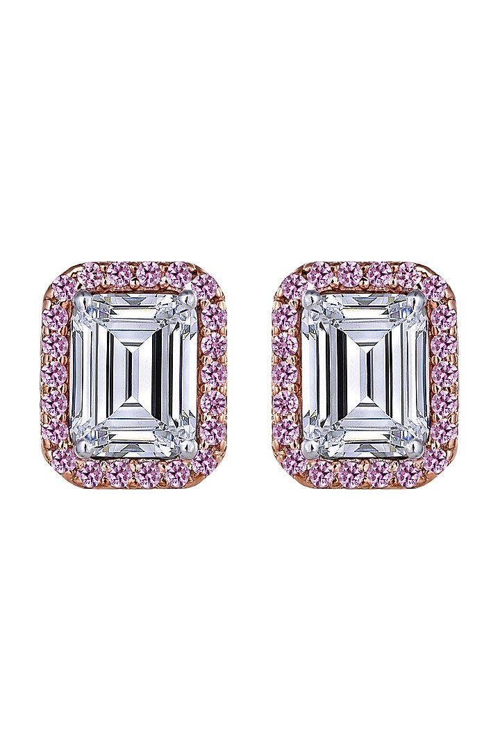 White Finish Swarovski Stud Earrings In Sterling Silver by Diosa Paris Jewellery at Pernia's Pop Up Shop