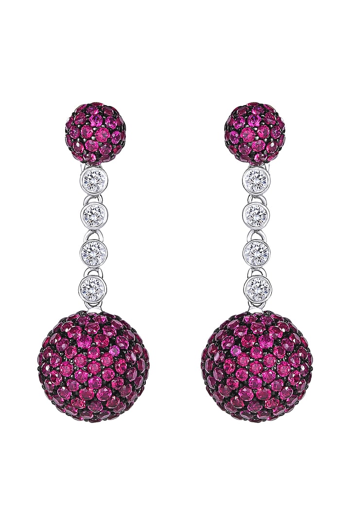 White Finish Swarovski Dangler Earrings In Sterling Silver by Diosa Paris Jewellery at Pernia's Pop Up Shop