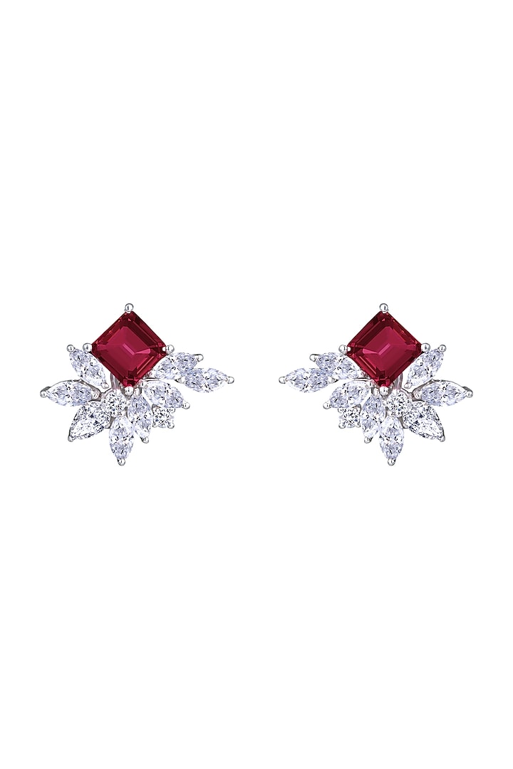 White Finish Swarovski Zirconia Earclips In Sterling Silver by Diosa Paris Jewellery at Pernia's Pop Up Shop