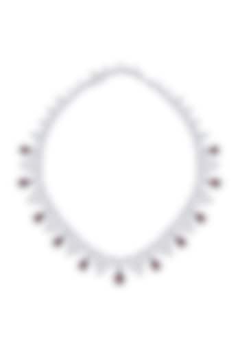 White Finish Synthetic Stones Necklace In Sterling Silver by Diosa Paris Jewellery