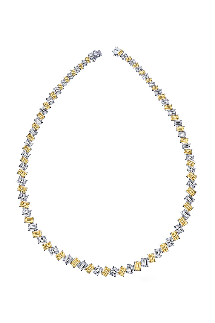 White Finish Solitaire Necklace In Sterling Silver by Diosa Paris Jewellery at Pernia's Pop Up Shop
