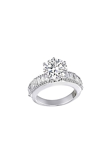 White Finish Swarovski Zirconia Ring In Sterling Silver by Diosa Paris Jewellery-POPULAR PRODUCTS AT STORE