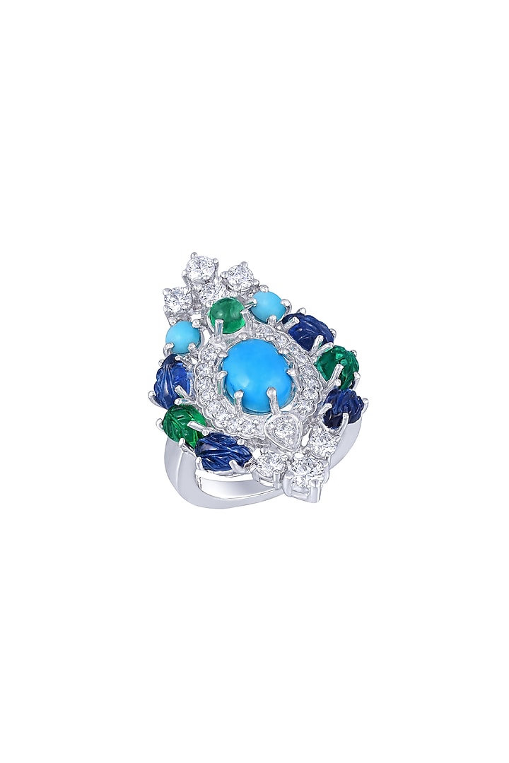 White Finish Cocktail Ring In Sterling Silver by Diosa Paris Jewellery at Pernia's Pop Up Shop