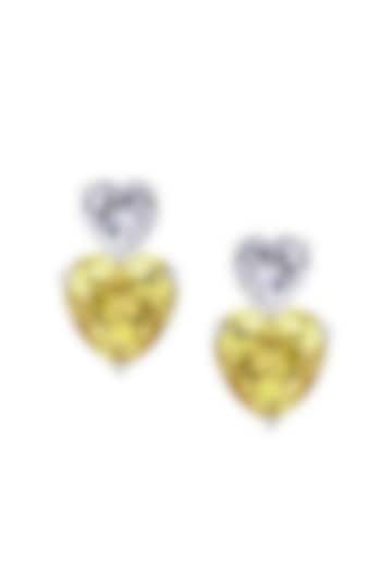 White Finish Swarovski Zirconia Dangler Earrings In Sterling Silver by Diosa Paris Jewellery at Pernia's Pop Up Shop