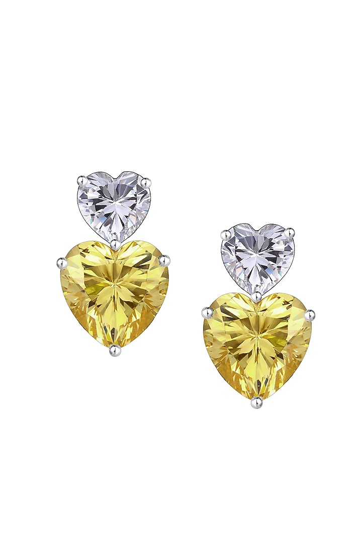 White Finish Swarovski Zirconia Dangler Earrings In Sterling Silver by Diosa Paris Jewellery at Pernia's Pop Up Shop