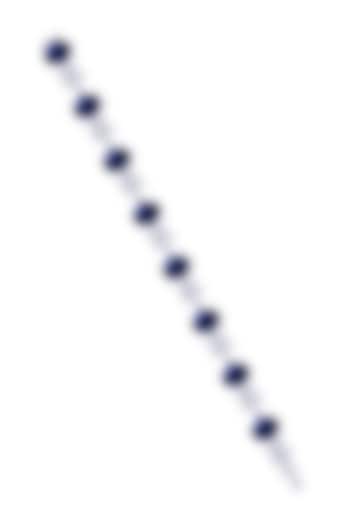 White Rhodium Finish Sapphire Stone & Swarovski Zirconia Cuff Bracelet In Sterling Silver by Diosa Paris Jewellery at Pernia's Pop Up Shop