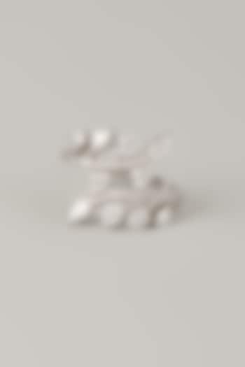 White Finish White Stone Ring In Sterling Silver by Diosa Paris Jewellery at Pernia's Pop Up Shop