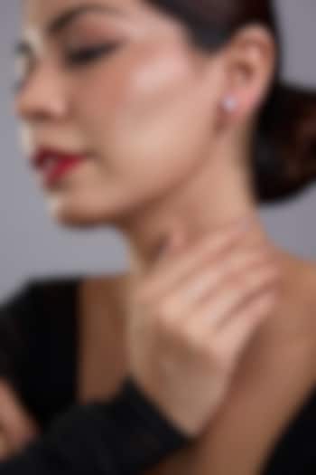 White Finish Red Stone Stud Earrings In Sterling Silver by Diosa Paris Jewellery at Pernia's Pop Up Shop