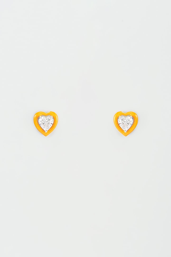 White Finish Stud Earrings In Sterling Silver by Diosa Paris Jewellery at Pernia's Pop Up Shop