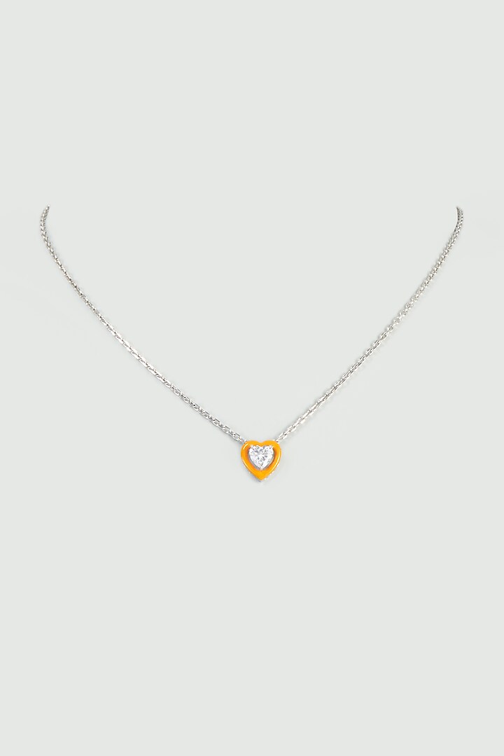 White Finish Pendant Chain Necklace In Sterling Silver by Diosa Paris Jewellery at Pernia's Pop Up Shop