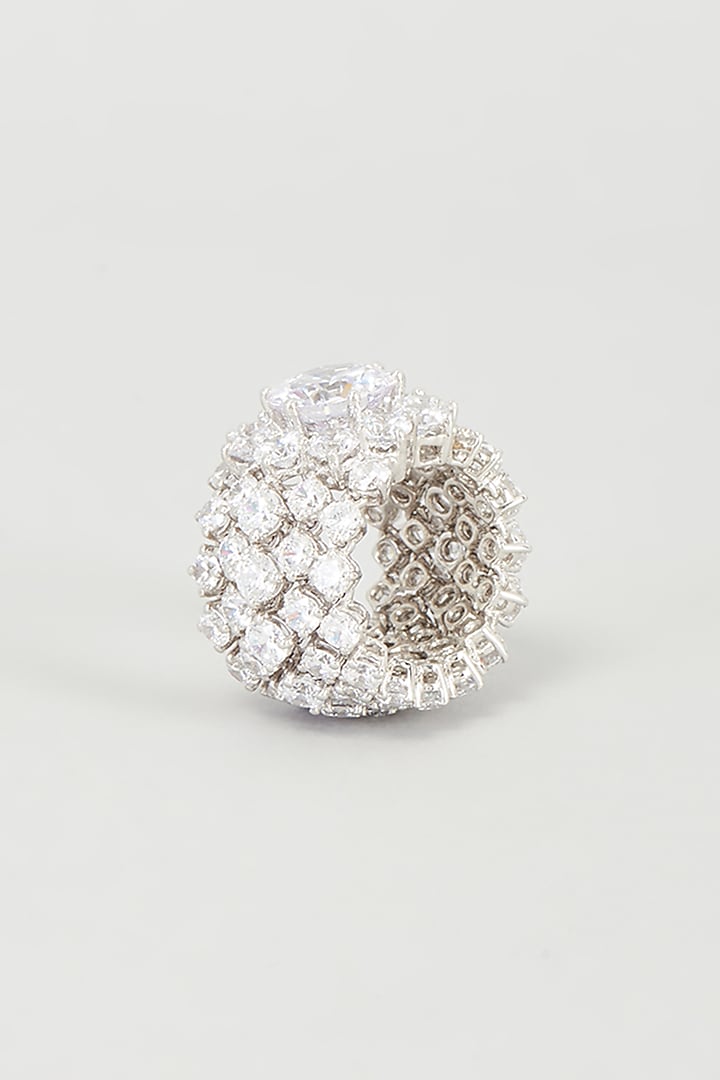 White Finish Ring In Sterling Silver by Diosa Paris Jewellery at Pernia's Pop Up Shop