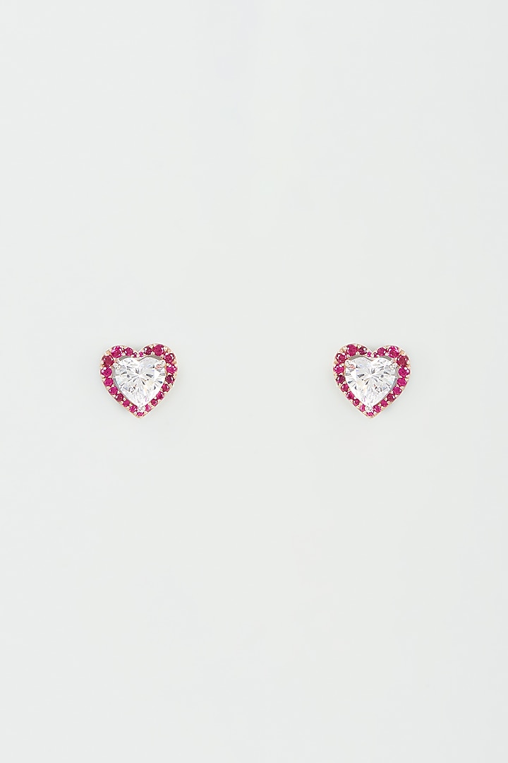 White Finish Zirconia Stud Earrings In Sterling Silver by Diosa Paris Jewellery at Pernia's Pop Up Shop