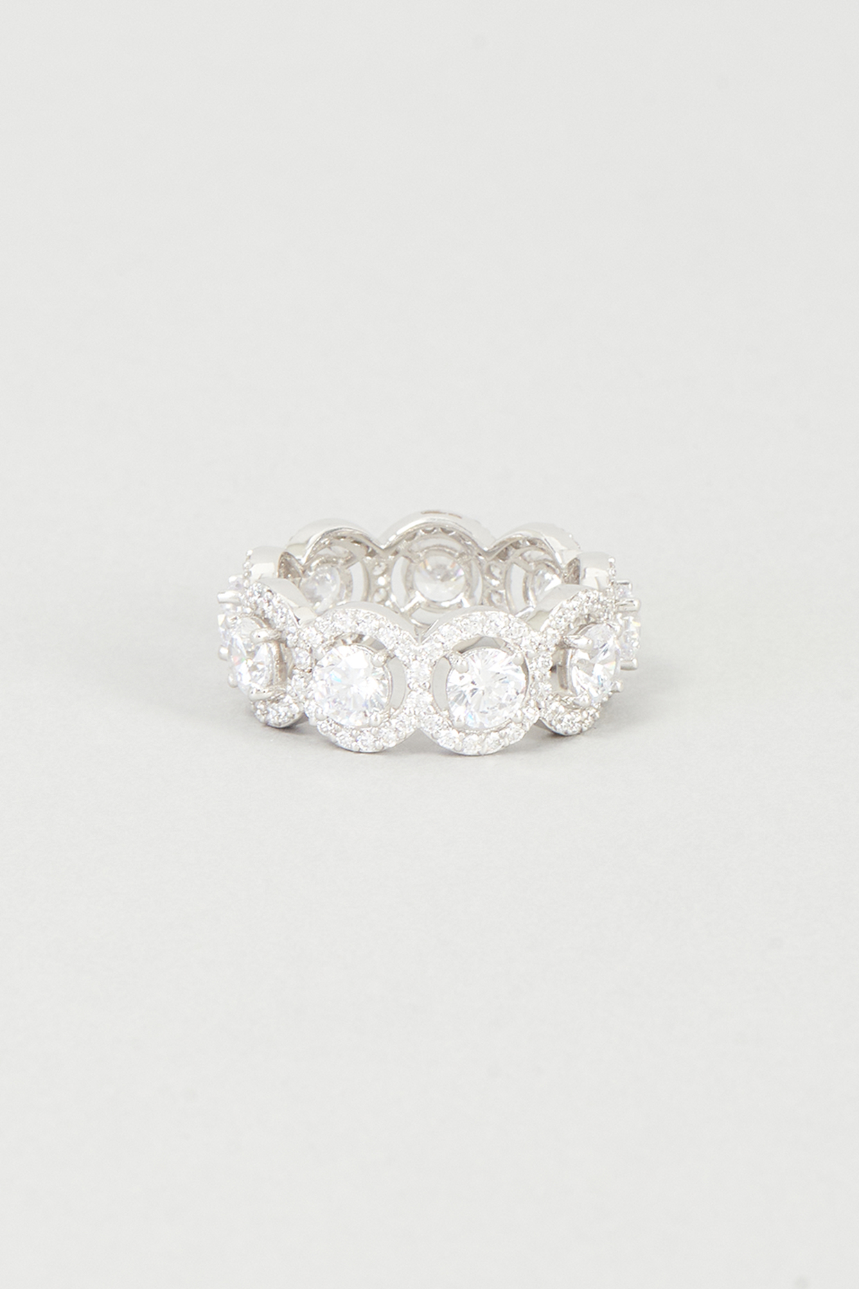 White Finish Swarovski Zirconia Ring In 92.5 Sterling Silver by Diosa Paris Jewellery