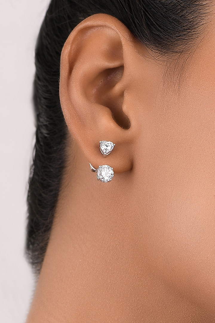 White Finish Swarovski Zirconia Dangler Earrings In Sterling Silver by Diosa Paris Jewellery at Pernia's Pop Up Shop