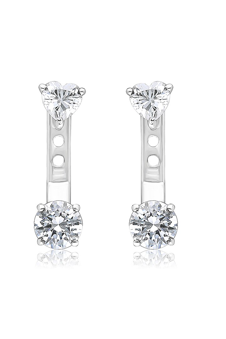 White Finish Swarovski Zirconia Dangler Earrings In Sterling Silver by Diosa Paris Jewellery at Pernia's Pop Up Shop