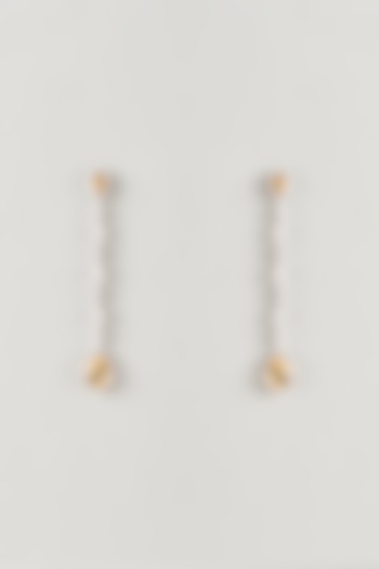 White Finish Zircon Dangler Earrings In Sterling Silver by Diosa Paris Jewellery at Pernia's Pop Up Shop