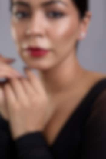 White Finish White Stone Stud Earrings In Sterling Silver by Diosa Paris Jewellery at Pernia's Pop Up Shop