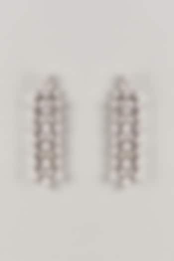 Silver Finish Zircon Dangler Earrings In Sterling Silver by Diosa Paris Jewellery at Pernia's Pop Up Shop