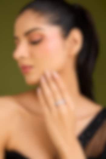 White Finish White Stone Ring In Sterling Silver by Diosa Paris Jewellery at Pernia's Pop Up Shop