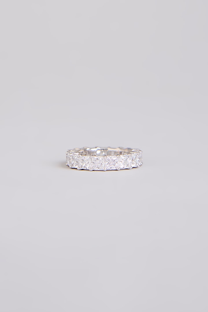 White Finish White Stone Ring In Sterling Silver by Diosa Paris Jewellery at Pernia's Pop Up Shop