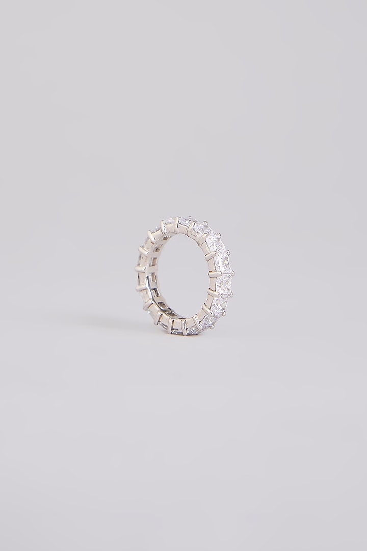 White Finish White Stone Ring In Sterling Silver by Diosa Paris Jewellery at Pernia's Pop Up Shop