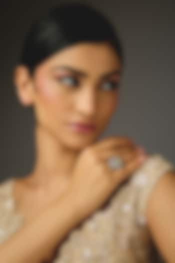 White Finish Yellow Stone Ring In Sterling Silver by Diosa Paris Jewellery at Pernia's Pop Up Shop