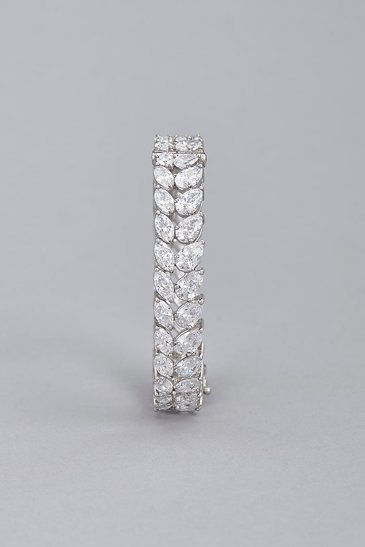 White Finish Swarovski Bangle In Sterling Silver by Diosa Paris Jewellery at Pernia's Pop Up Shop