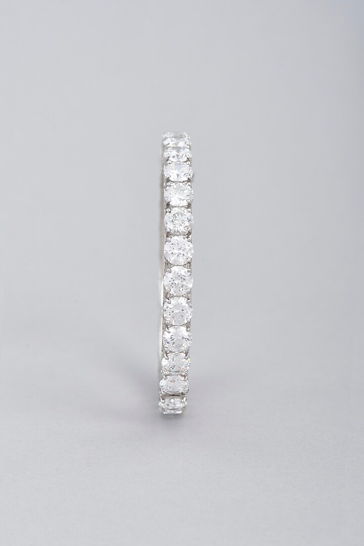 White Finish Swarovski Zirconia Bangle In Sterling Silver by Diosa Paris Jewellery at Pernia's Pop Up Shop