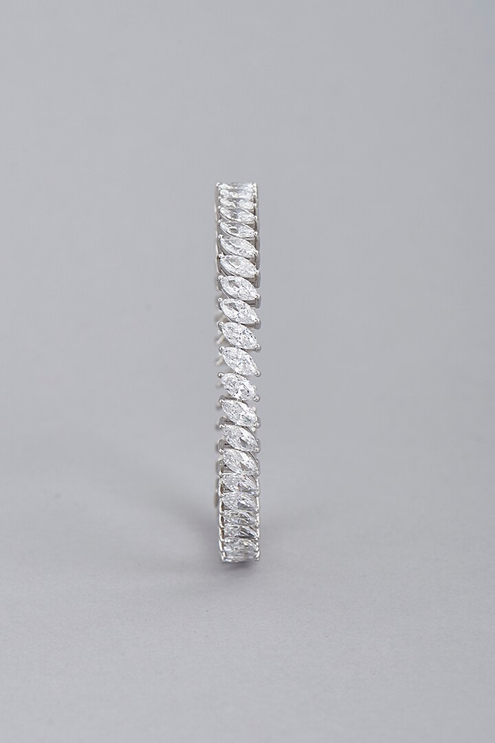 White Finish Swarovski Bangle In Sterling Silver by Diosa Paris Jewellery at Pernia's Pop Up Shop