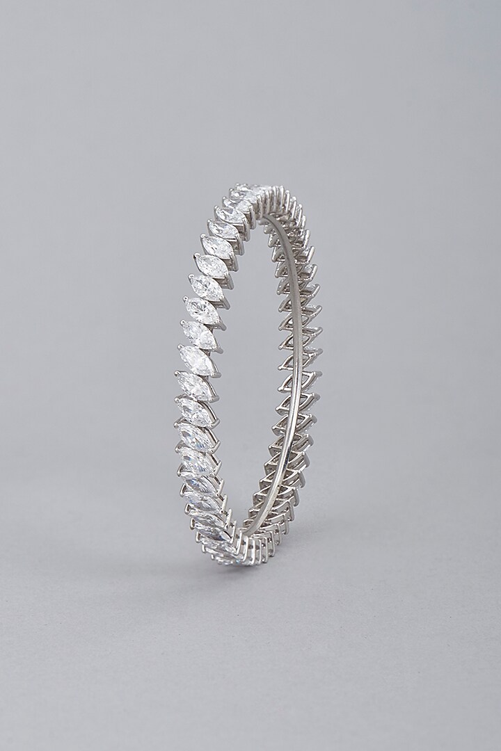 White Finish Swarovski Bangle In Sterling Silver by Diosa Paris Jewellery at Pernia's Pop Up Shop