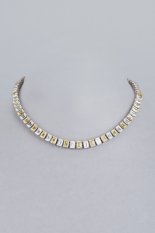 White Finish Yellow Swarovski Necklace In Sterling Silver by Diosa Paris Jewellery