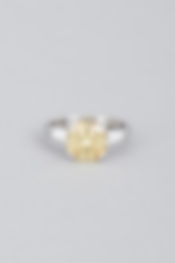 White Finish Yellow Swarovski Ring In Sterling Silver by Diosa Paris Jewellery at Pernia's Pop Up Shop