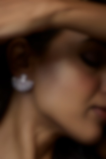 White Finish Swarovski & Enameled Earrings In Sterling Silver by Diosa Paris Jewellery at Pernia's Pop Up Shop