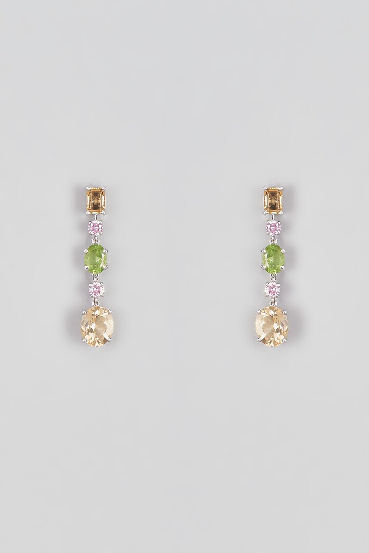 White Finish Swarovski Zirconia Dangler Earrings In Sterling Silver by Diosa Paris Jewellery at Pernia's Pop Up Shop
