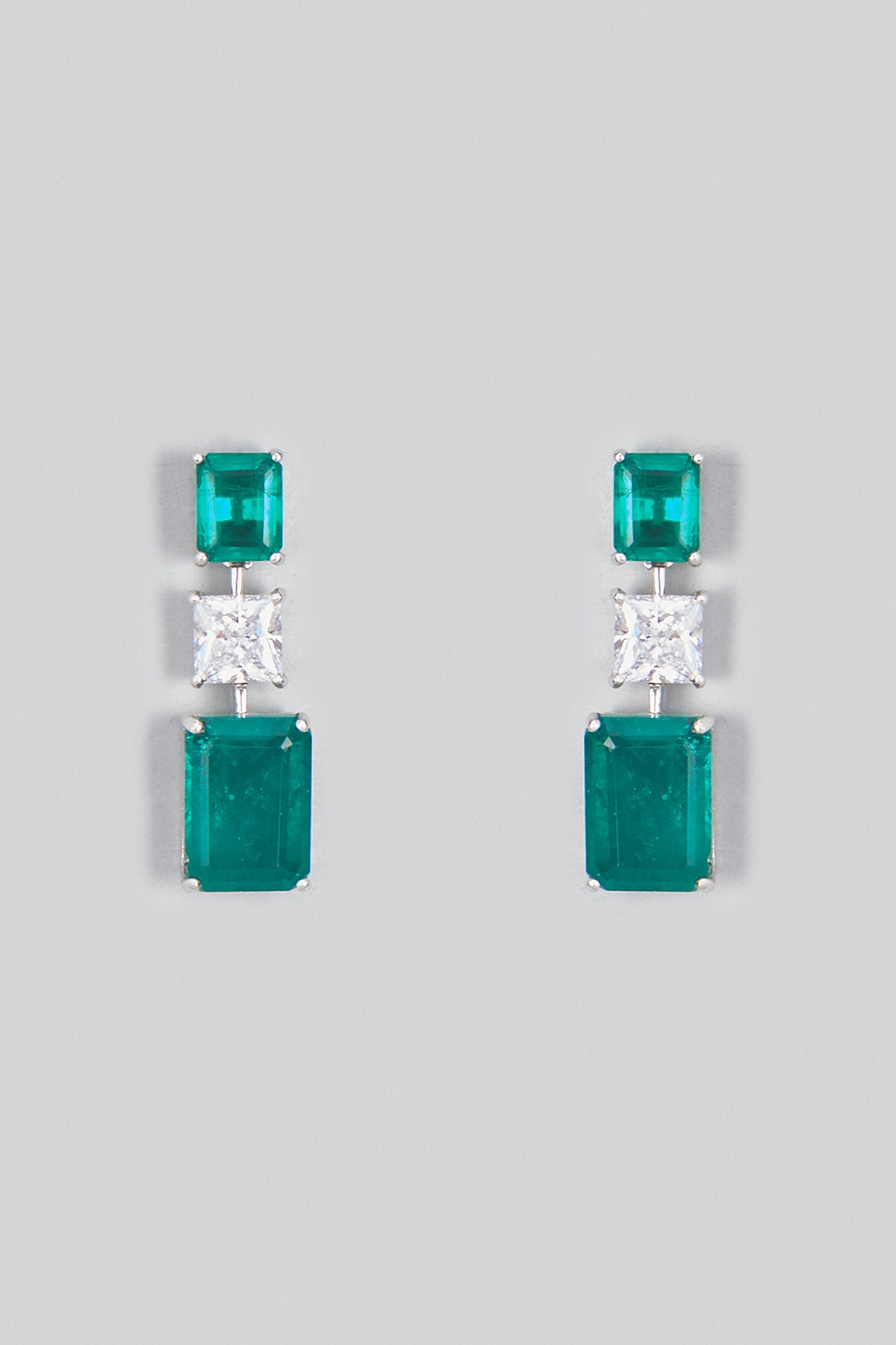 Swarovski Crystal Rectangle Drop Earrings - Silver Breeze Jewellery