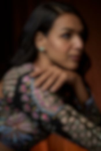 White Finish Swarovski Zirconia Enamelled Heart Stud Earrings In Sterling Silver by Diosa Paris Jewellery at Pernia's Pop Up Shop