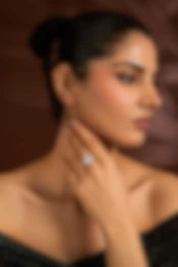 White Finish White Stone Ring In Sterling Silver by Diosa Paris Jewellery at Pernia's Pop Up Shop