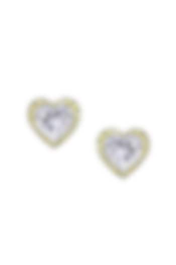 White Finish Yellow Swarovski Zirconia Heart-Shaped Earrings In Sterling Silver by Diosa Paris Jewellery at Pernia's Pop Up Shop