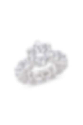 White Finish Swarovski Zirconia Ring In Sterling Silver by Diosa Paris Jewellery at Pernia's Pop Up Shop