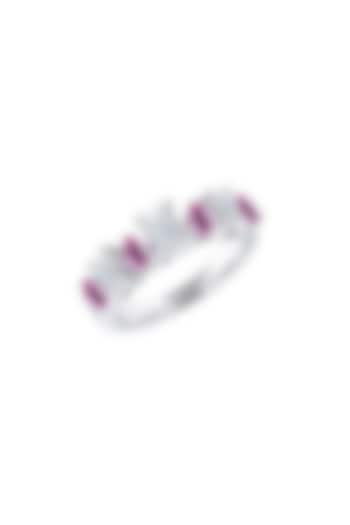 White Finish White & Pink Swarovski Zirconia Ring In Sterling Silver by Diosa Paris Jewellery at Pernia's Pop Up Shop