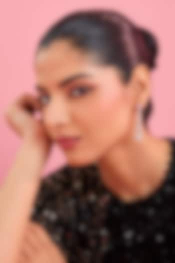 Silver Finish White Stone Dangler Earrings In Sterling Silver by Diosa Paris Jewellery at Pernia's Pop Up Shop