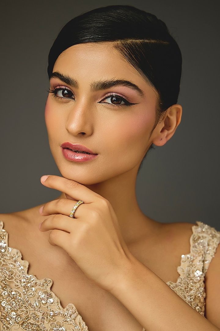 White Finish White Stone Ring In Sterling Silver by Diosa Paris Jewellery at Pernia's Pop Up Shop