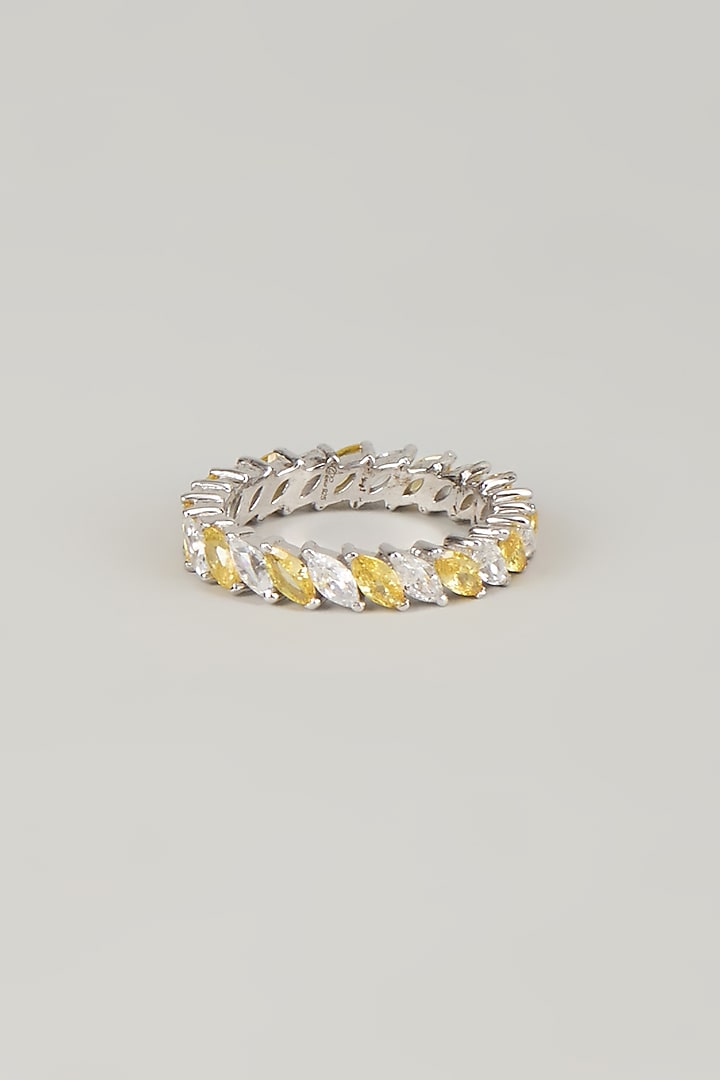 White Finish White Stone Ring In Sterling Silver by Diosa Paris Jewellery at Pernia's Pop Up Shop
