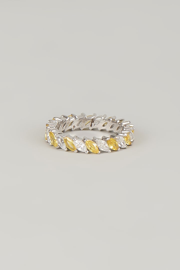 White Finish White Stone Ring In Sterling Silver by Diosa Paris Jewellery at Pernia's Pop Up Shop