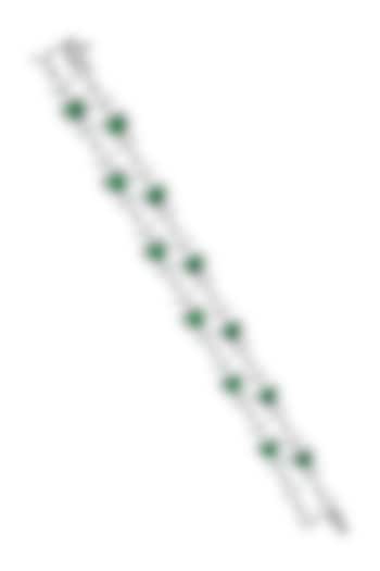 White Finish Emerald Stone & Mix-Shaped Swarovski Zirconia Cuff Bracelet In Sterling Silver by Diosa Paris Jewellery at Pernia's Pop Up Shop