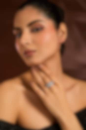 White Finish White Stone Ring In Sterling Silver by Diosa Paris Jewellery at Pernia's Pop Up Shop