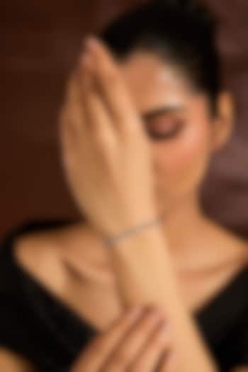 White Finish Silver Stone Bracelet In Sterling Silver by Diosa Paris Jewellery at Pernia's Pop Up Shop