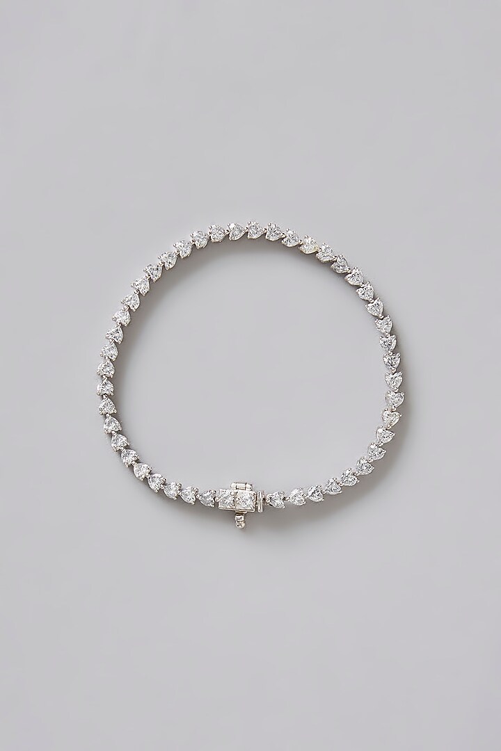 White Finish Silver Stone Bracelet In Sterling Silver by Diosa Paris Jewellery at Pernia's Pop Up Shop