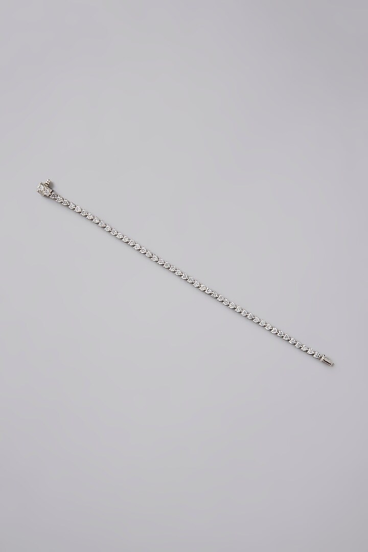 White Finish Silver Stone Bracelet In Sterling Silver by Diosa Paris Jewellery at Pernia's Pop Up Shop