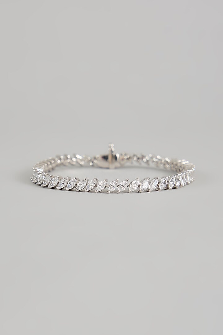 White Finish Zircon Bracelet In Sterling Silver by Diosa Paris Jewellery at Pernia's Pop Up Shop